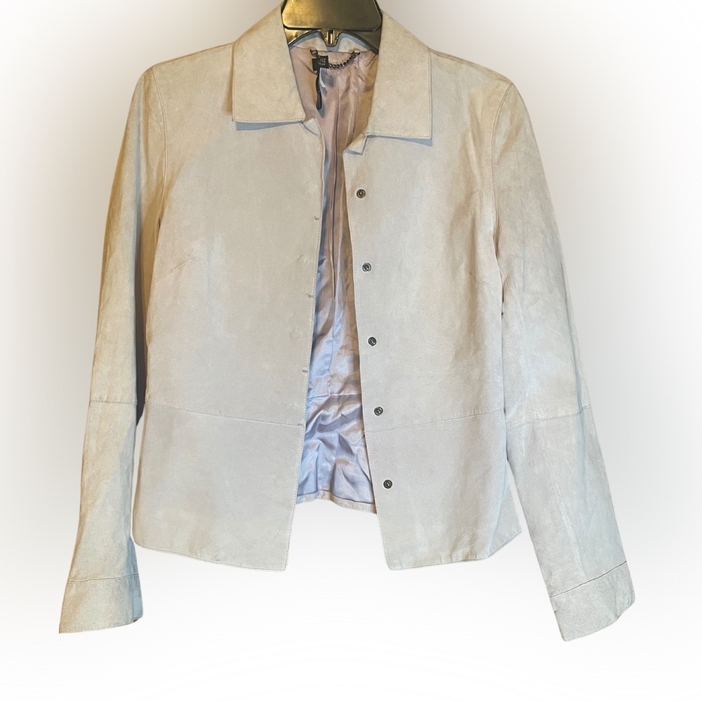 Kenneth Cole New York  Leather Suede Blazer Cream Size Small